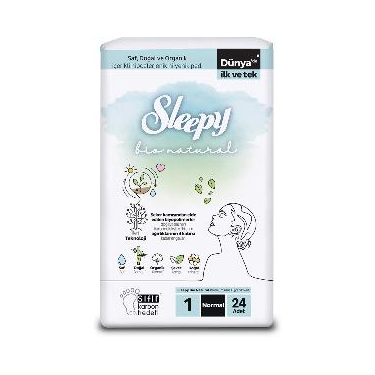 Sleepy Bio Natural Premium Plus Hijyenik Ped Normal 24'lü