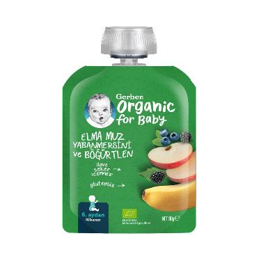 Gerber Organic Muz Yaban Mersini Elma Püre 90 gr