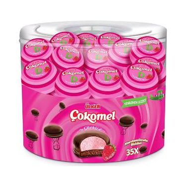 Ülker Çokomel Marshmallow Çilekli Bisküvi 12 G X 35'li