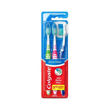 Colgate Extra Cleandil Temizleyicili Arka Dişlere Uzanan Orta Diş Fırçası 2+1