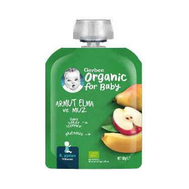 Gerber Organic Muz Elma Armut Püre 90 gr