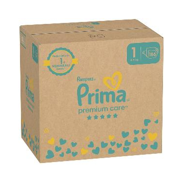 Prima Premium Care Bebek Bezi 1 Beden Aylık Fırsat Paketi 186'lı